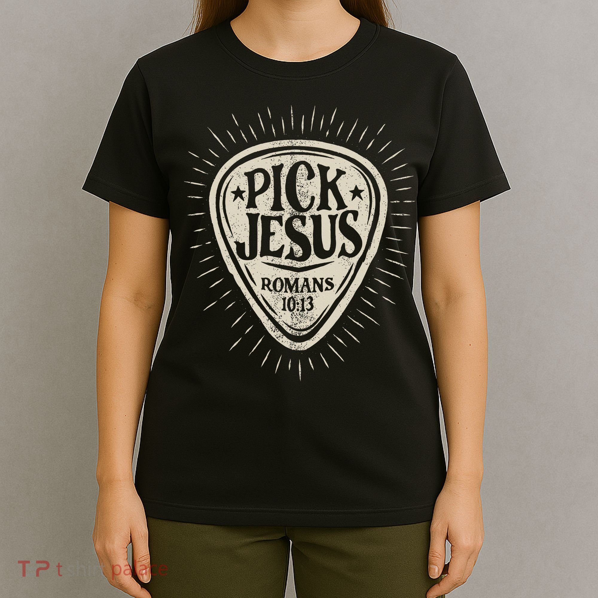 Guitar Pick Jesus Christian Music Guitarist Pastor Retro T-Shirt