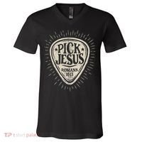 Guitar Pick Jesus Christian Music Guitarist Pastor Retro V-Neck T-Shirt thumb 0