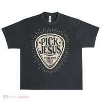Guitar Pick Jesus Christian Music Guitarist Pastor Retro Urban Oversized Heavyweight T-Shirt thumb 0