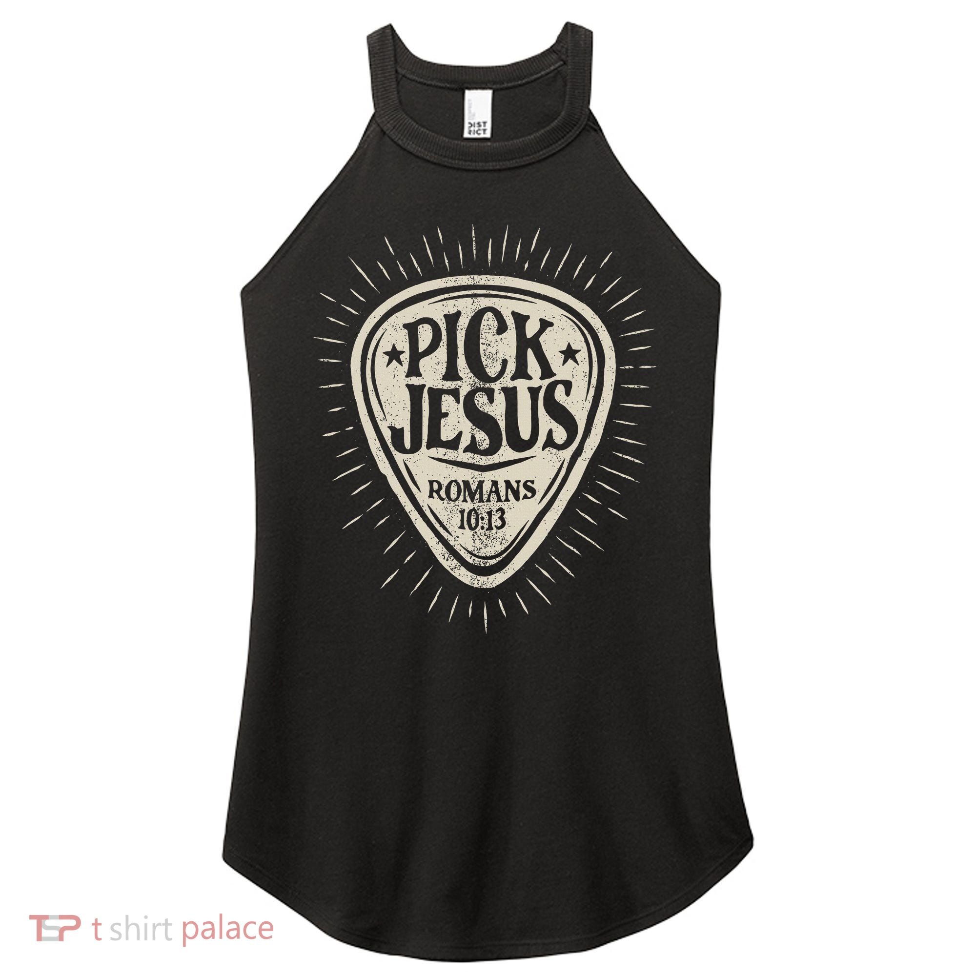 Guitar Pick Jesus Christian Music Guitarist Pastor Retro Women's Perfect Tri Rocker Tank