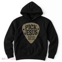 Guitar Pick Jesus Christian Music Guitarist Pastor Retro Hoodie thumb 0