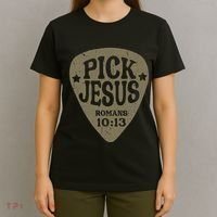 Guitar Pick Jesus Christian Music Guitarist Pastor Retro T-Shirt thumb 4