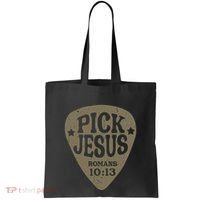 Guitar Pick Jesus Christian Music Guitarist Pastor Retro Tote Bag thumb 0