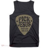Guitar Pick Jesus Christian Music Guitarist Pastor Retro Tank Top thumb 0