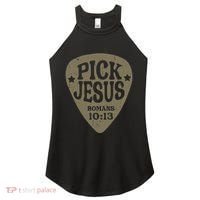 Guitar Pick Jesus Christian Music Guitarist Pastor Retro Women's Perfect Tri Rocker Tank thumb 0