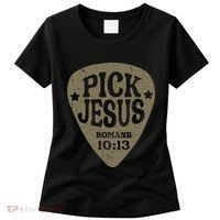 Guitar Pick Jesus Christian Music Guitarist Pastor Retro Women's T-Shirt thumb 0