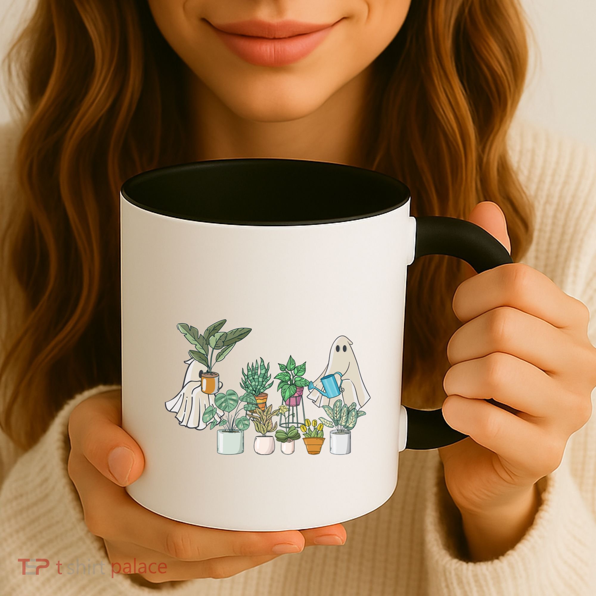 Ghost Plant Lady Retro Halloween Plants Spooky Mom Cool Gift Coffee Mug