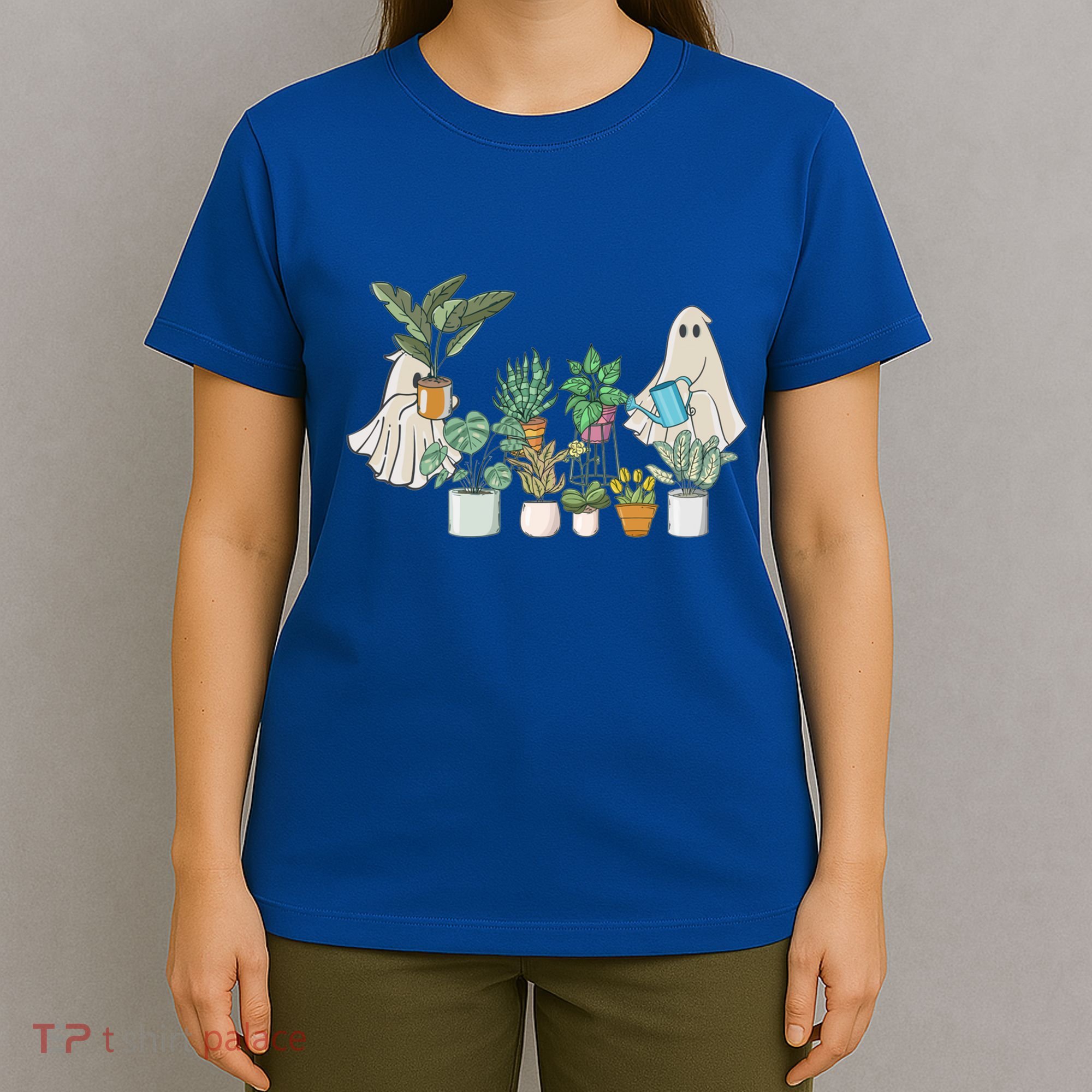Ghost Plant Lady Retro Halloween Plants Spooky Mom Cool Gift T-Shirt
