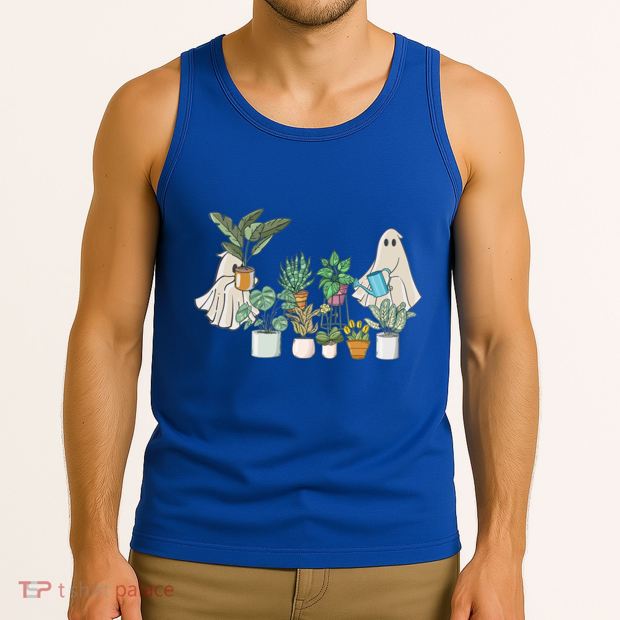 Ghost Plant Lady Retro Halloween Plants Spooky Mom Cool Gift Tank Top