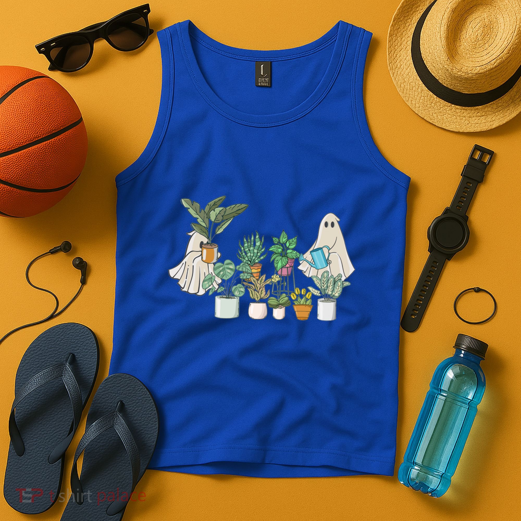 Ghost Plant Lady Retro Halloween Plants Spooky Mom Cool Gift Tank Top