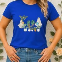 Ghost Plant Lady Retro Halloween Plants Spooky Mom Cool Gift Women's T-Shirt thumb 2