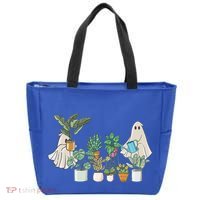Ghost Plant Lady Retro Halloween Plants Spooky Mom Cool Gift Tote Bag thumb 0