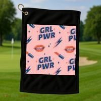 Girl Pwr Lipstick Women's Day Golf Towel thumb 1