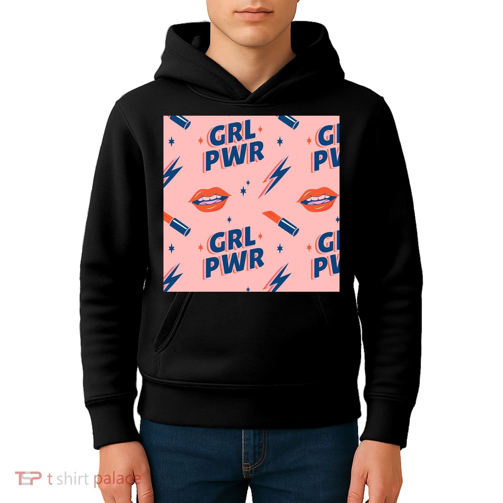 Girl Pwr Lipstick Women's Day Kids Hoodie