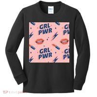 Girl Pwr Lipstick Women's Day Kids Long Sleeve Shirt thumb 0