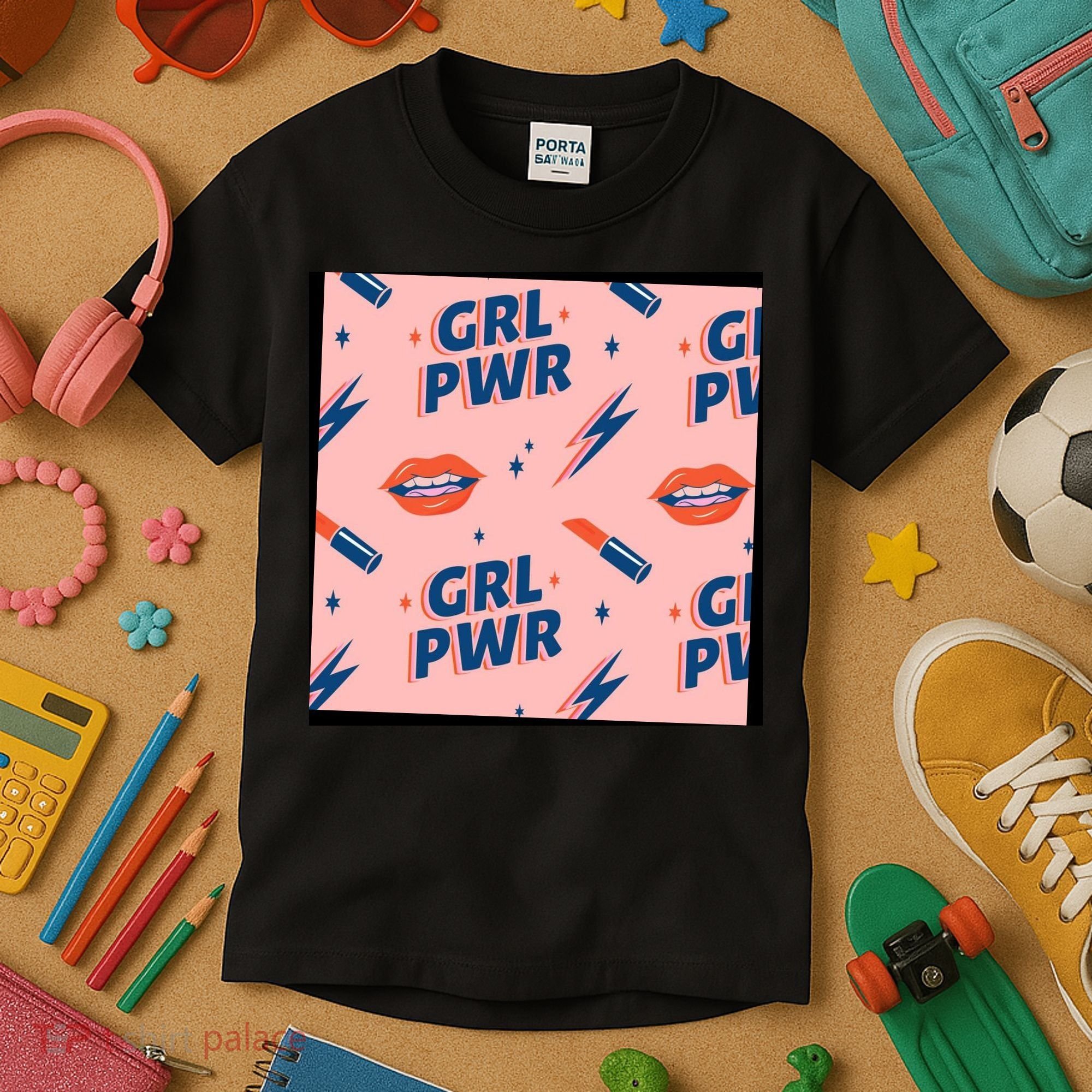 Girl Pwr Lipstick Women's Day Kids T-Shirt