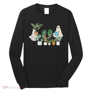Ghost Plant Lady Retro Halloween Plants Spooky Mom Long Sleeve Shirt