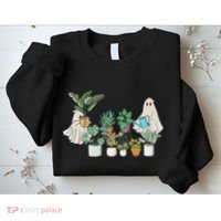 Ghost Plant Lady Retro Halloween Plants Spooky Mom Sweatshirt thumb 2