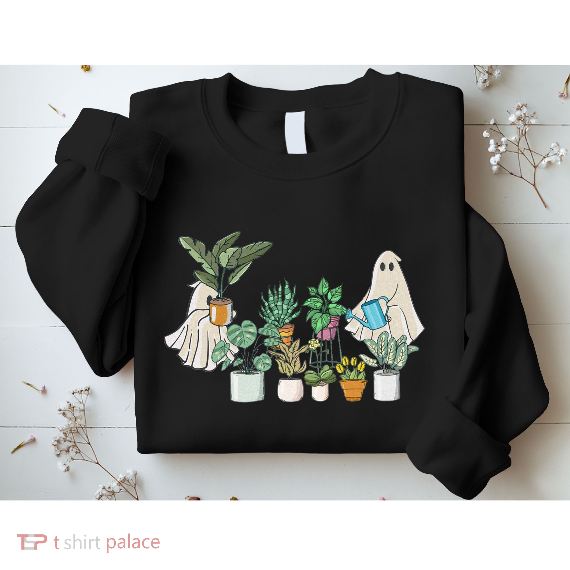Ghost Plant Lady Retro Halloween Plants Spooky Mom Sweatshirt