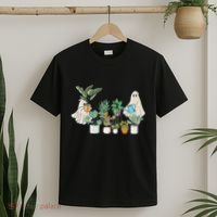 Ghost Plant Lady Retro Halloween Plants Spooky Mom T-Shirt thumb 2