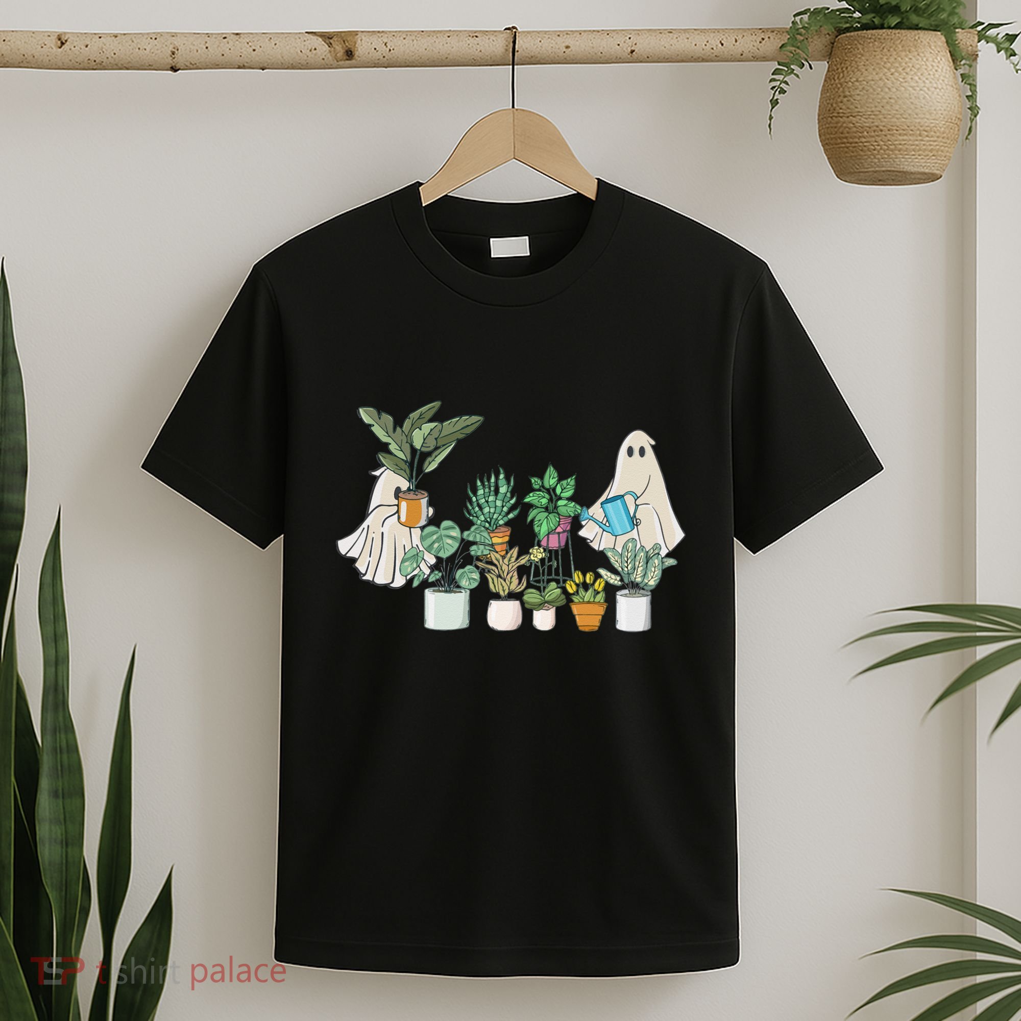 Ghost Plant Lady Retro Halloween Plants Spooky Mom T-Shirt