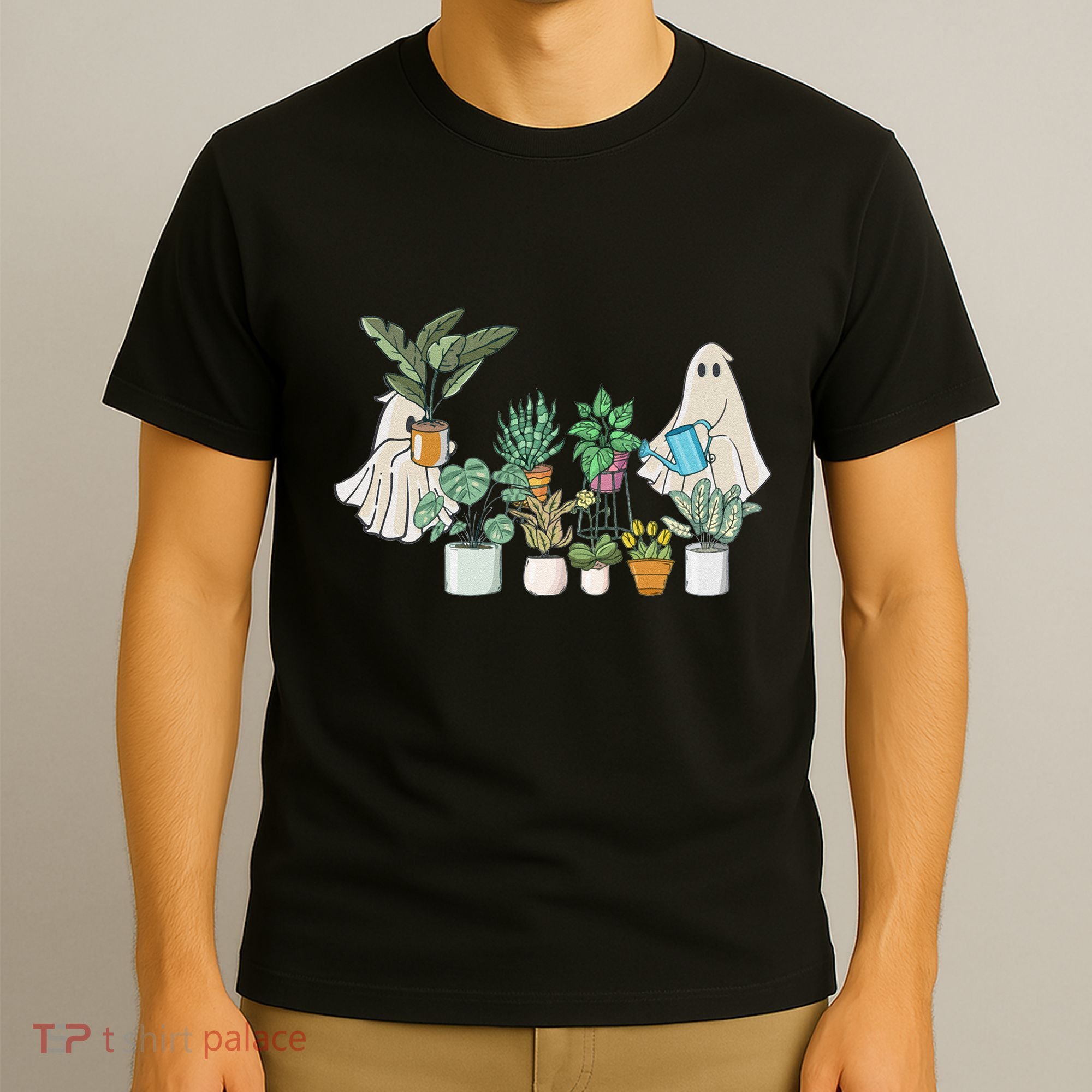 Ghost Plant Lady Retro Halloween Plants Spooky Mom T-Shirt
