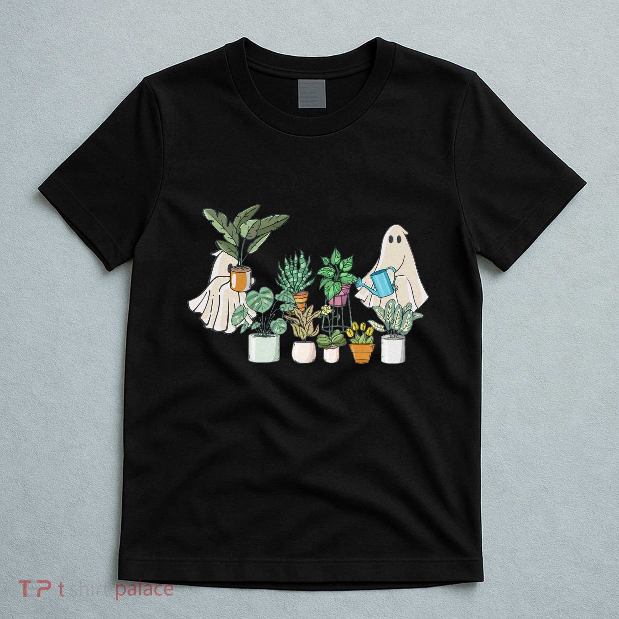 Ghost Plant Lady Retro Halloween Plants Spooky Mom T-Shirt
