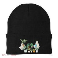 Ghost Plant Lady Retro Halloween Plants Spooky Mom Beanie thumb 0