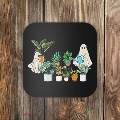 Ghost Plant Lady Retro Halloween Plants Spooky Mom Coaster