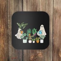 Ghost Plant Lady Retro Halloween Plants Spooky Mom Coaster thumb 0
