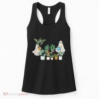 Ghost Plant Lady Retro Halloween Plants Spooky Mom Women's Tank Top thumb 0