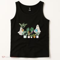 Ghost Plant Lady Retro Halloween Plants Spooky Mom Tank Top thumb 2