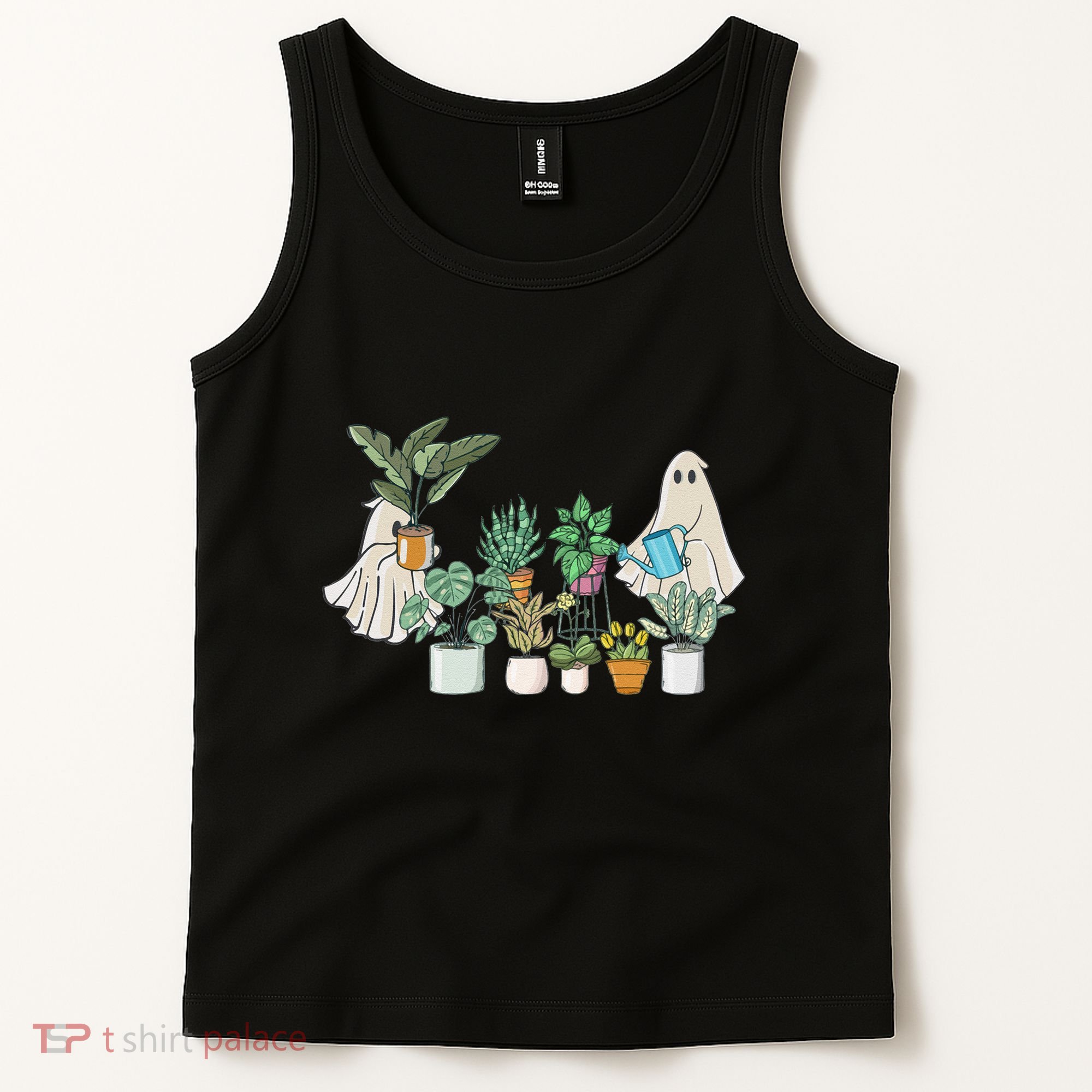 Ghost Plant Lady Retro Halloween Plants Spooky Mom Tank Top