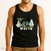 Ghost Plant Lady Retro Halloween Plants Spooky Mom Tank Top thumb 3