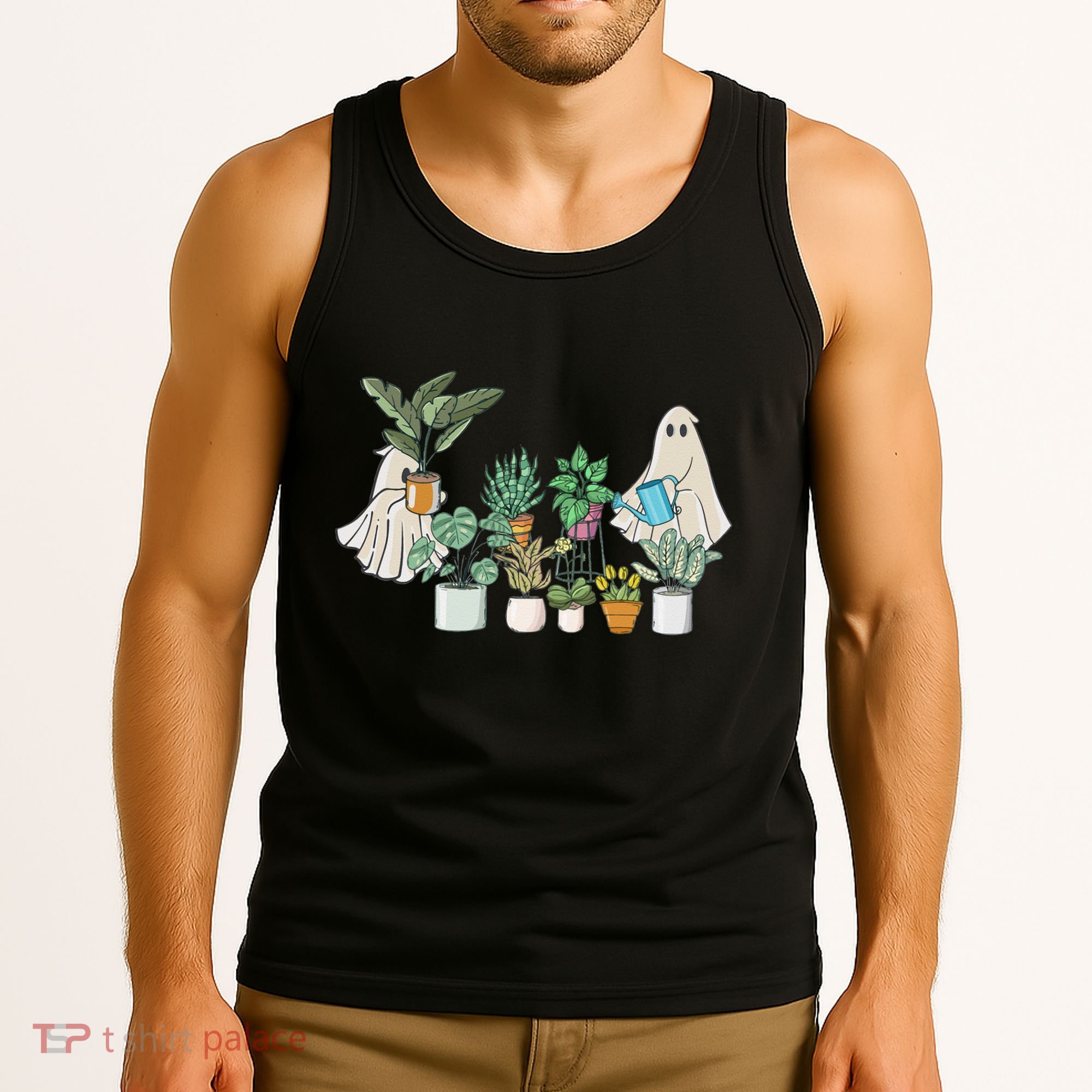 Ghost Plant Lady Retro Halloween Plants Spooky Mom Tank Top