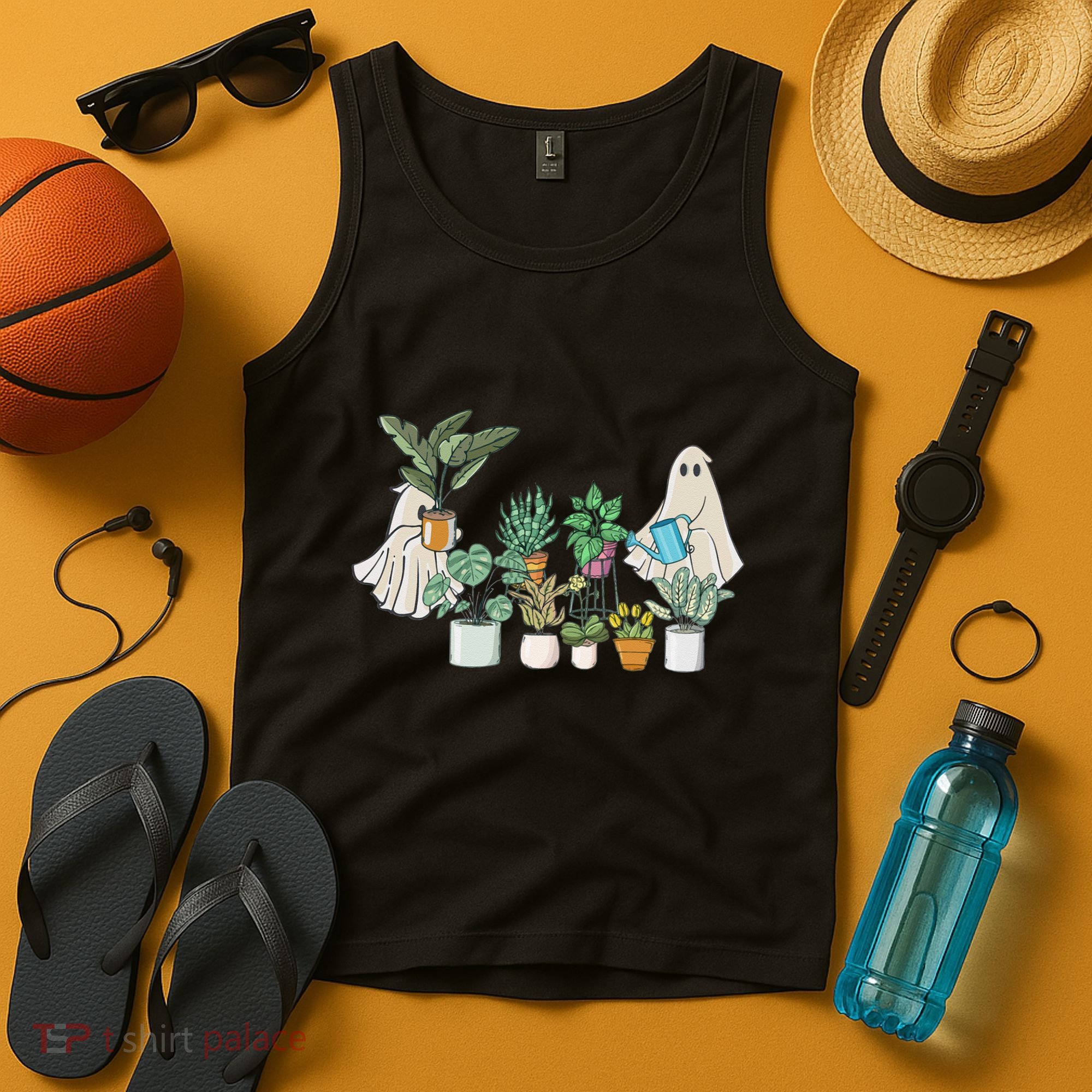 Ghost Plant Lady Retro Halloween Plants Spooky Mom Tank Top