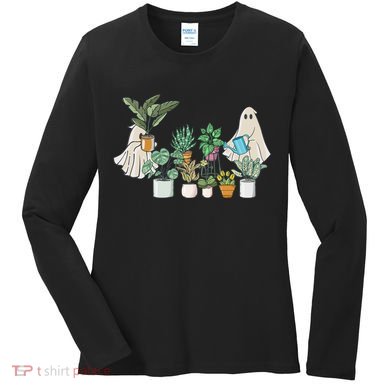 Ghost Plant Lady Retro Halloween Plants Spooky Mom Women's Long Sleeve Shirt