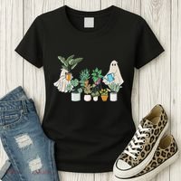 Ghost Plant Lady Retro Halloween Plants Spooky Mom Women's T-Shirt thumb 3