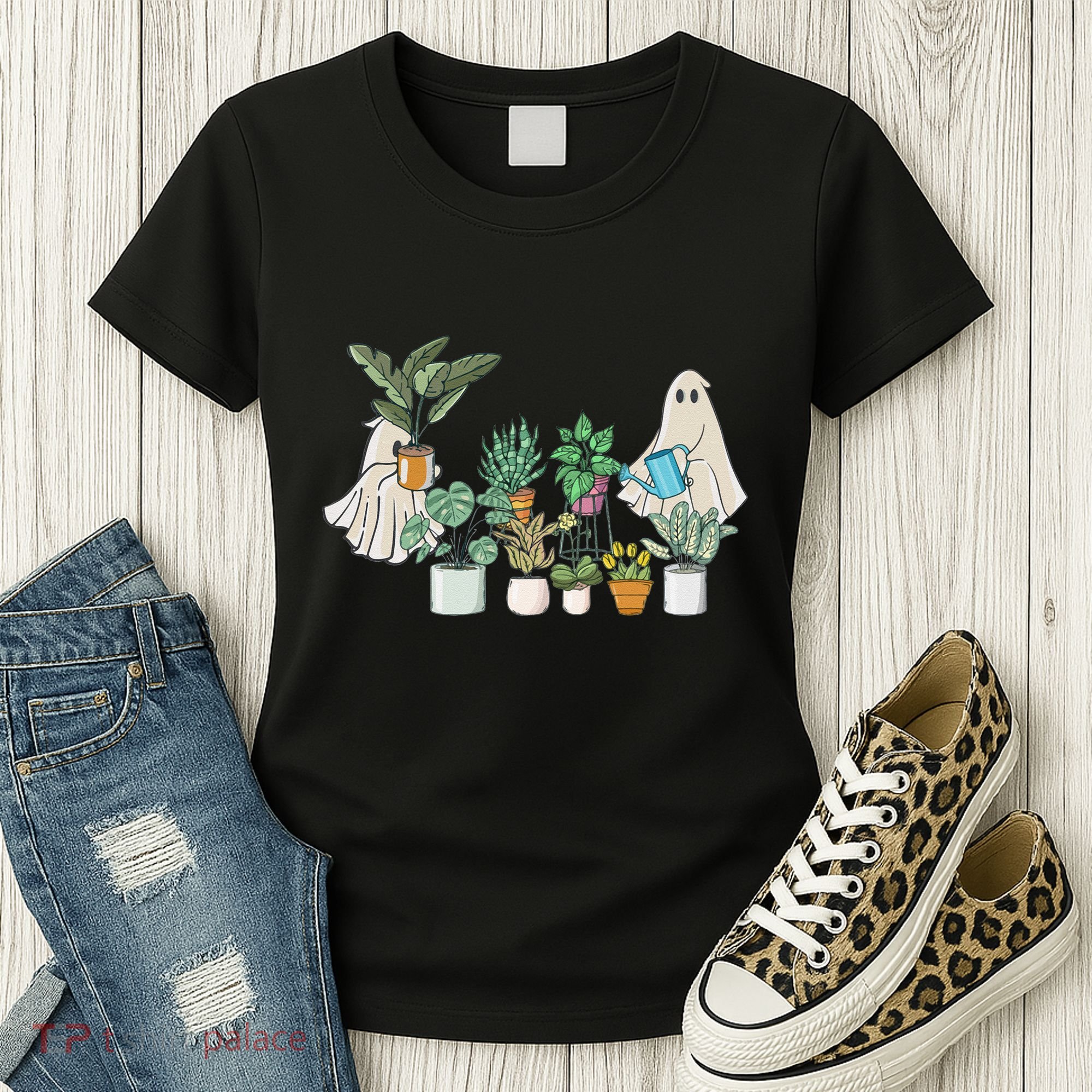 Ghost Plant Lady Retro Halloween Plants Spooky Mom Women's T-Shirt