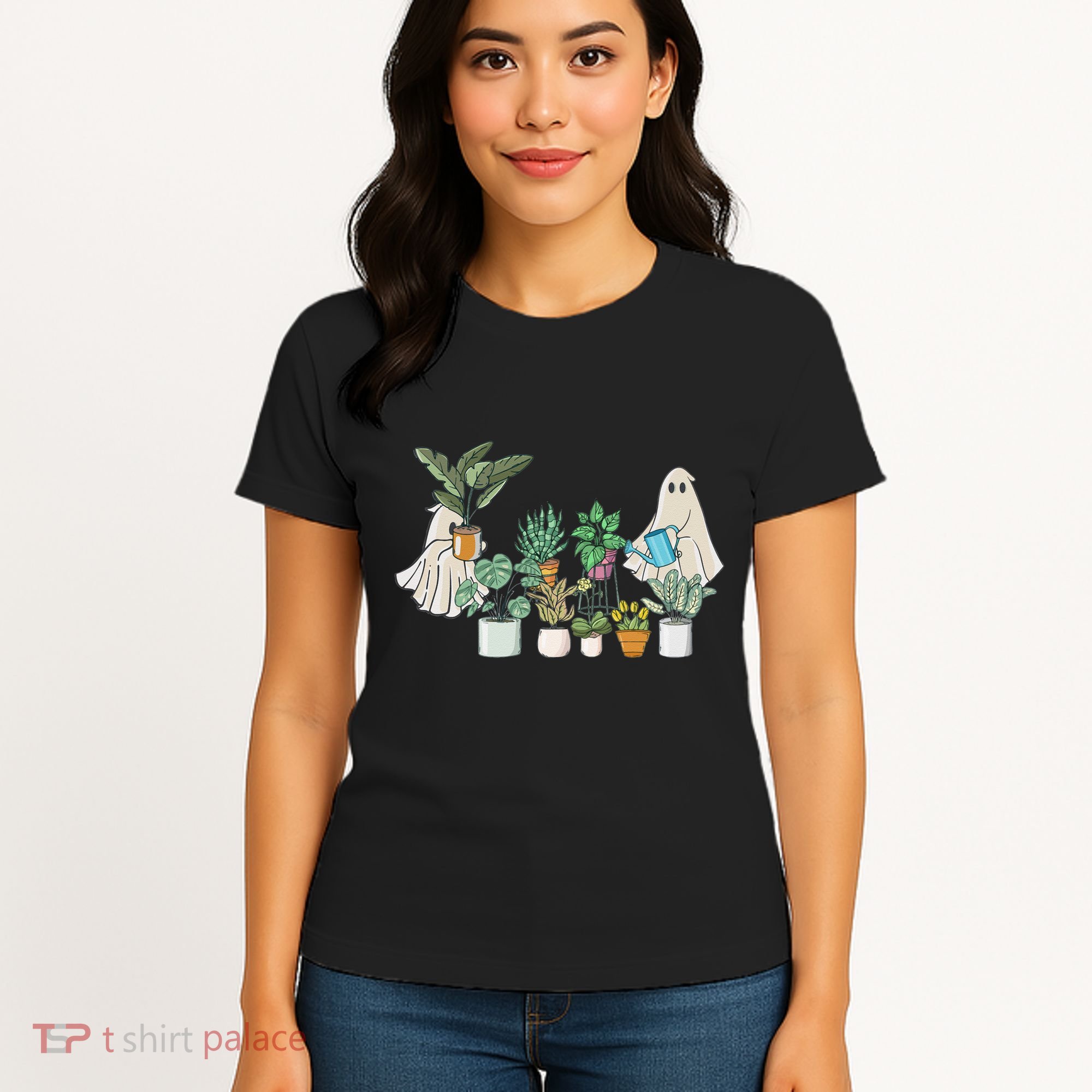 Ghost Plant Lady Retro Halloween Plants Spooky Mom Women's T-Shirt