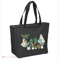 Ghost Plant Lady Retro Halloween Plants Spooky Mom Tote Bag thumb 2