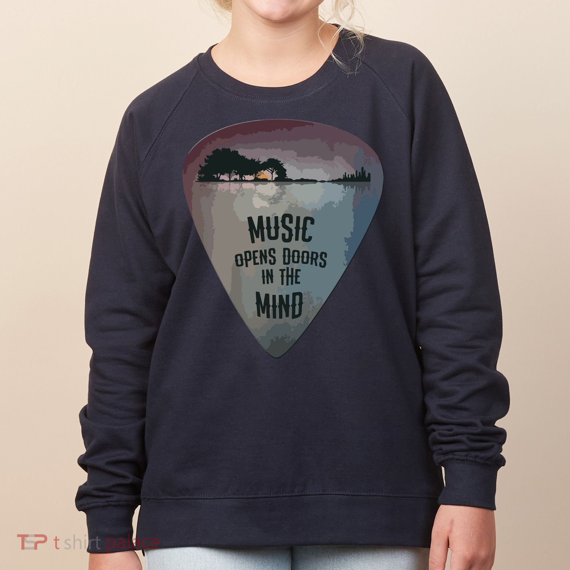 Guitar Pick Lake Reflections Music Guitar Women's Sweatshirt
