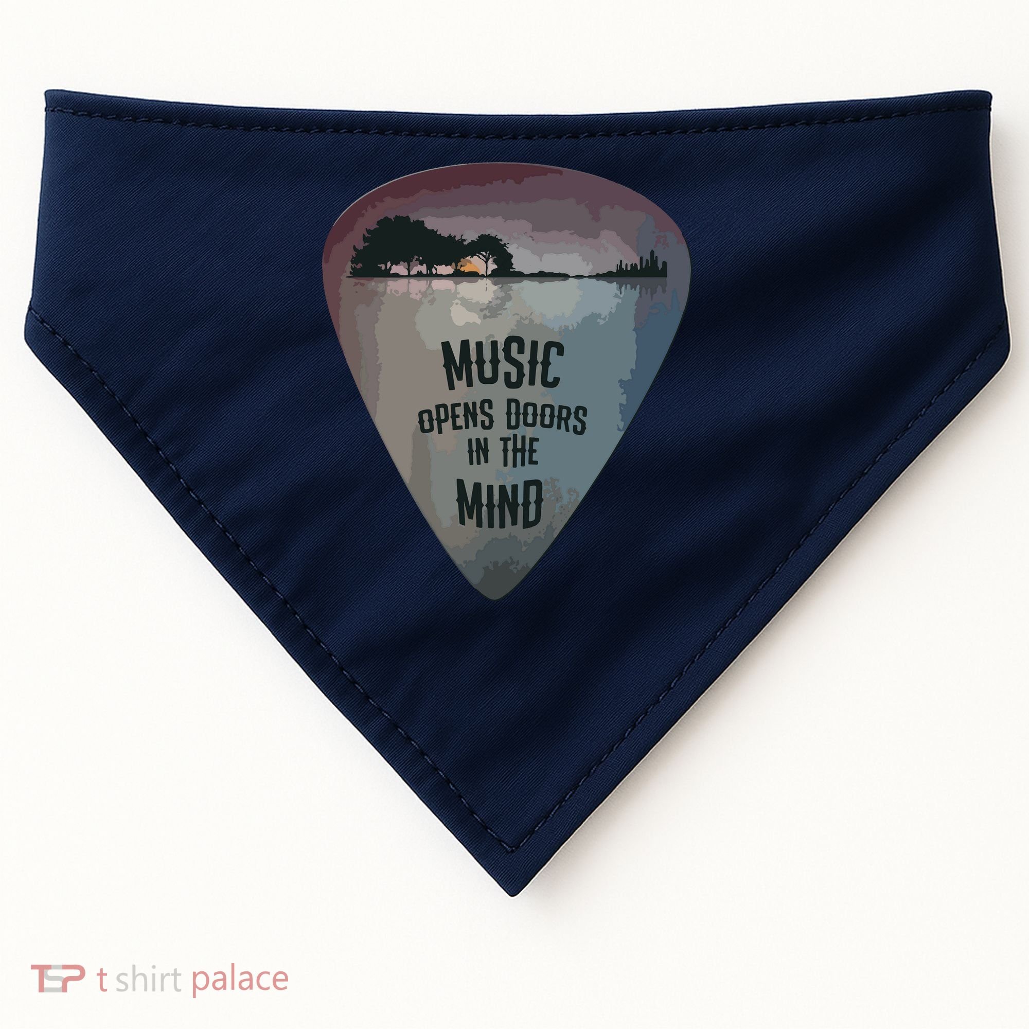 Guitar Pick Lake Reflections Music Guitar USA-Made Doggie Bandana