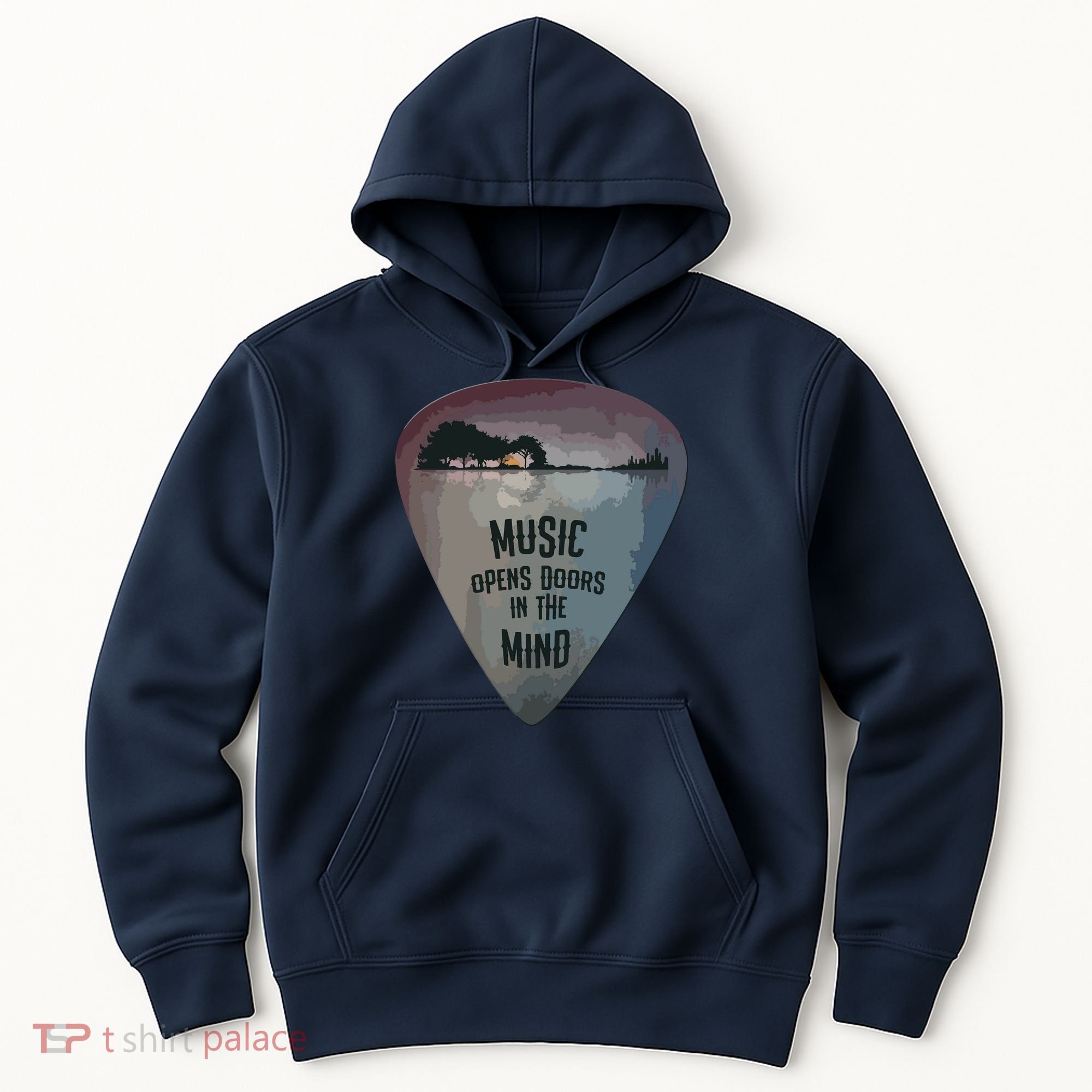 Guitar Pick Lake Reflections Music Guitar Hoodie