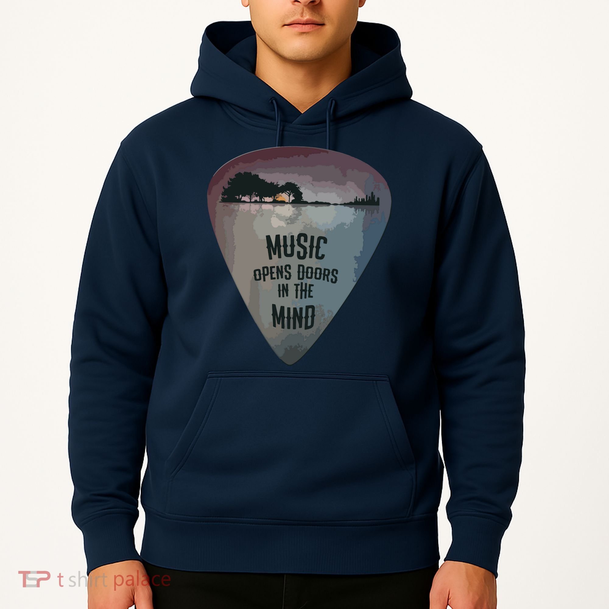 Guitar Pick Lake Reflections Music Guitar Hoodie