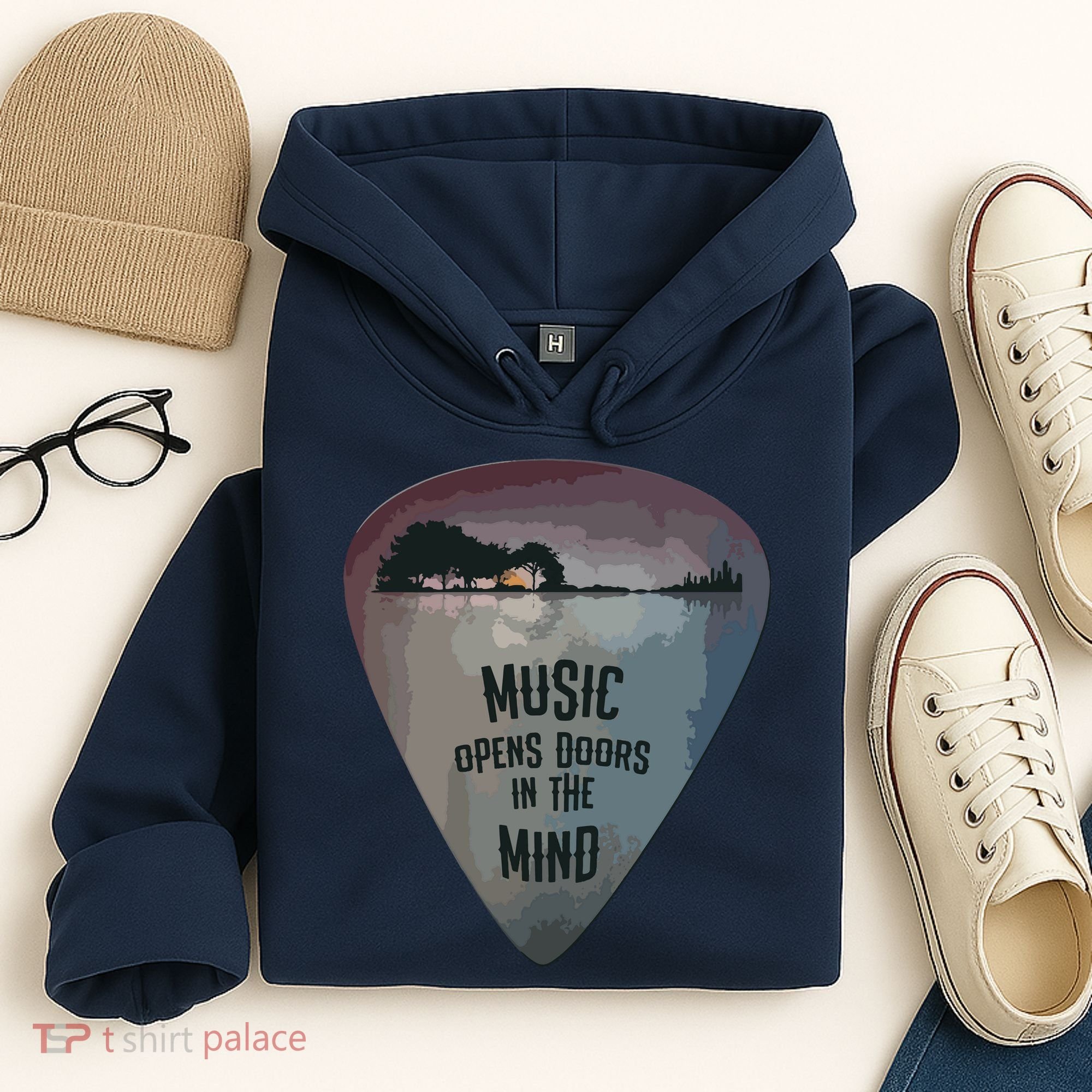 Guitar Pick Lake Reflections Music Guitar Hoodie