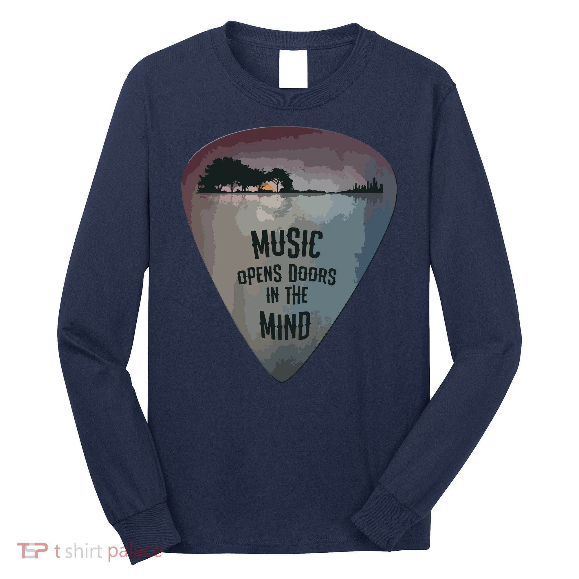 Guitar Pick Lake Reflections Music Guitar Long Sleeve Shirt