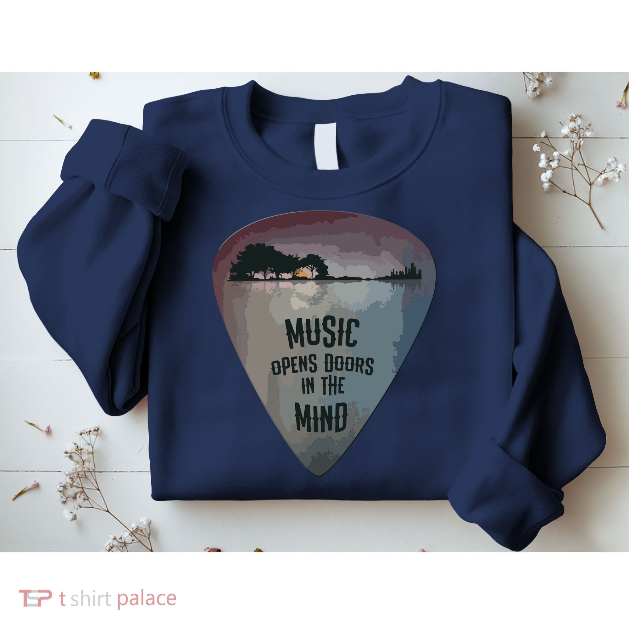 Guitar Pick Lake Reflections Music Guitar Sweatshirt