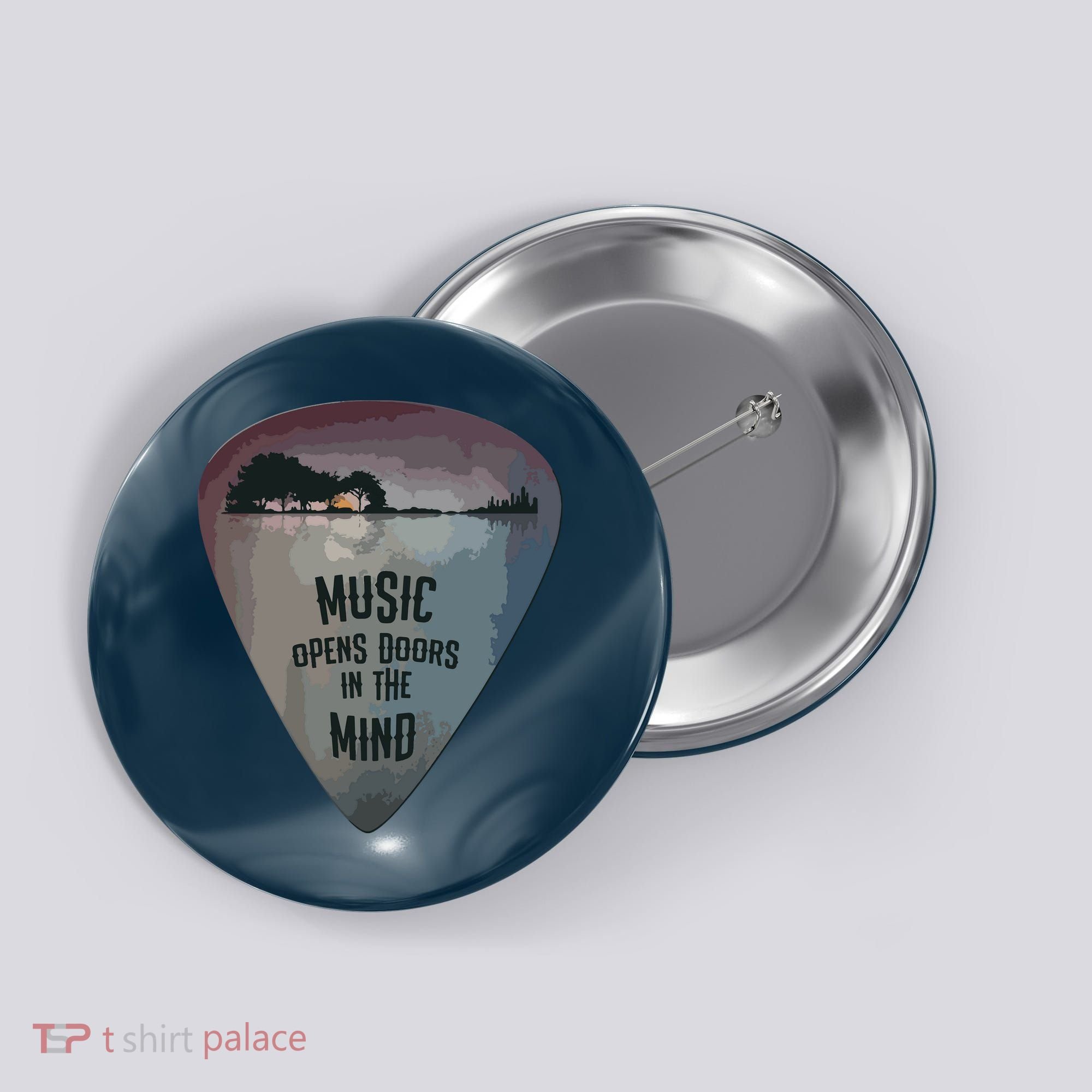 Guitar Pick Lake Reflections Music Guitar Button