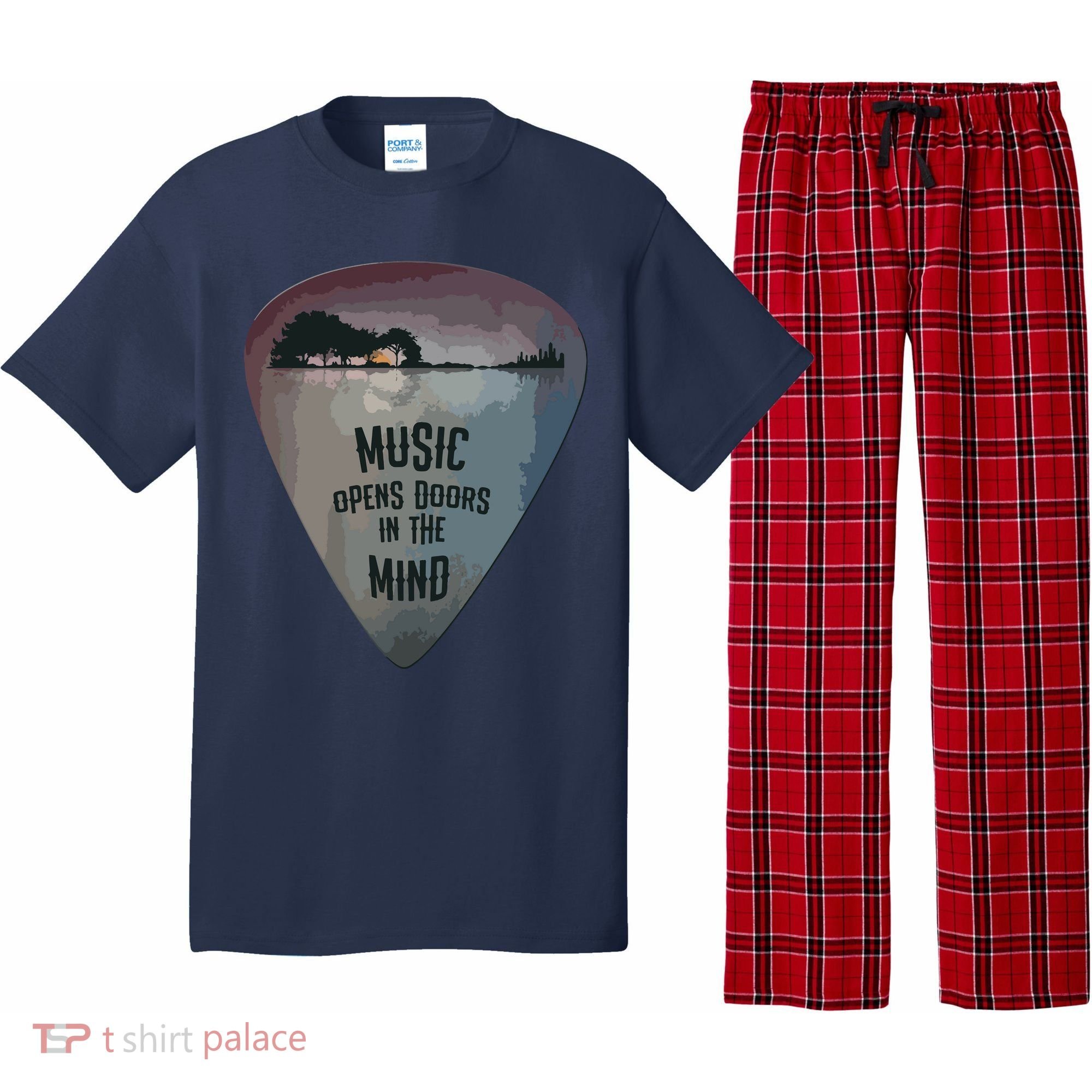 Guitar Pick Lake Reflections Music Guitar Pajama Set